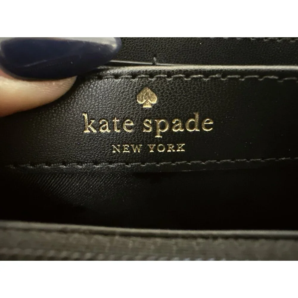 Kate Spade Black Floral Zip-Around Wallet w/Gold-Tone Accents - Picture 8 of 8